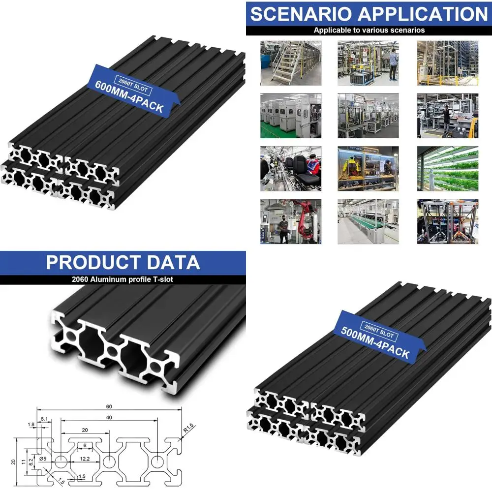 

European Standard 2060 Aluminum Extrusion - 600mm Length, Anodized for CNC DIY 6D Printer and T-Slot Applications