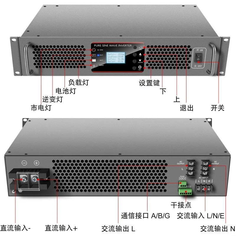 UPS Rack-Typ Stromversorgung für Kommunikationsräume Wechselrichter Reine Sinuswelle Stromversorgung DC48V110V220V zu AC220V