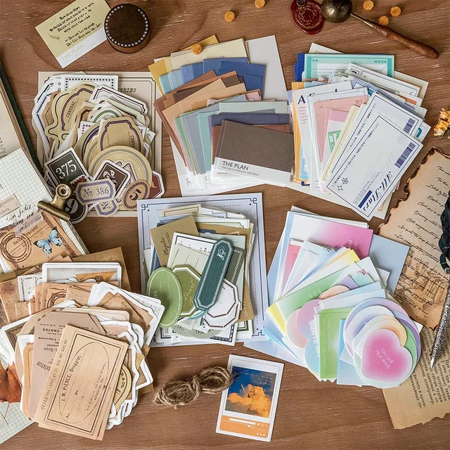 Journamm 100 sztuk/paczka Vintage zestaw papieru do notowania DIY Scrapbooking artykuły szkolne Decor śmieci dziennik znakowanie artykuły papiernicze notatki papierowe