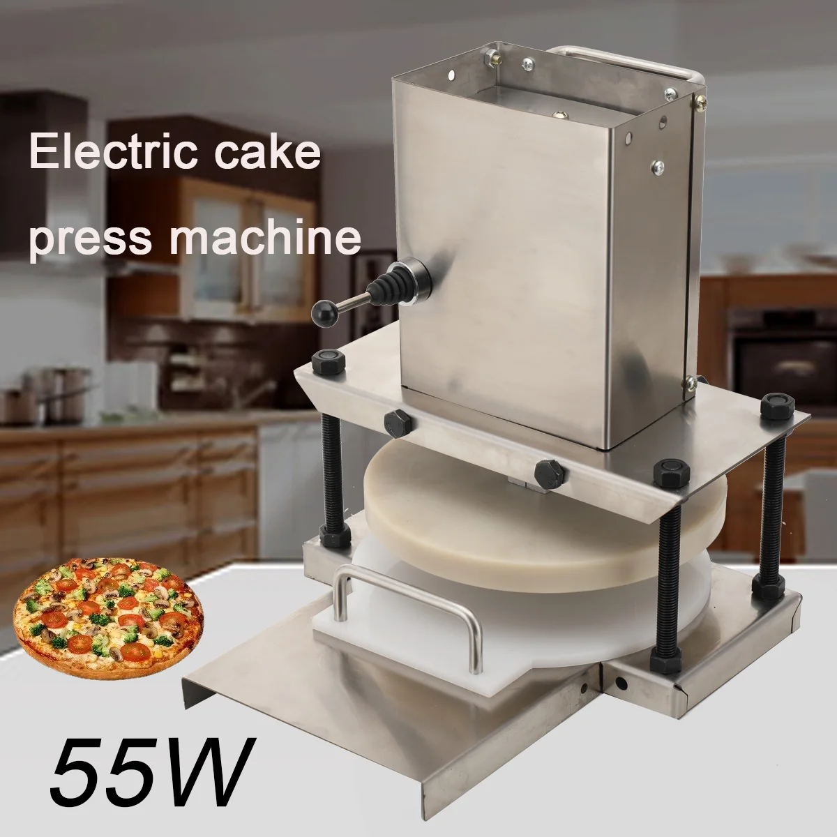 

110V 55W Electric Cake Pizza Press Machine 200-400 pieces/H Flour Tortilla Maker Dough Roller Sheeter 300x250x340mm