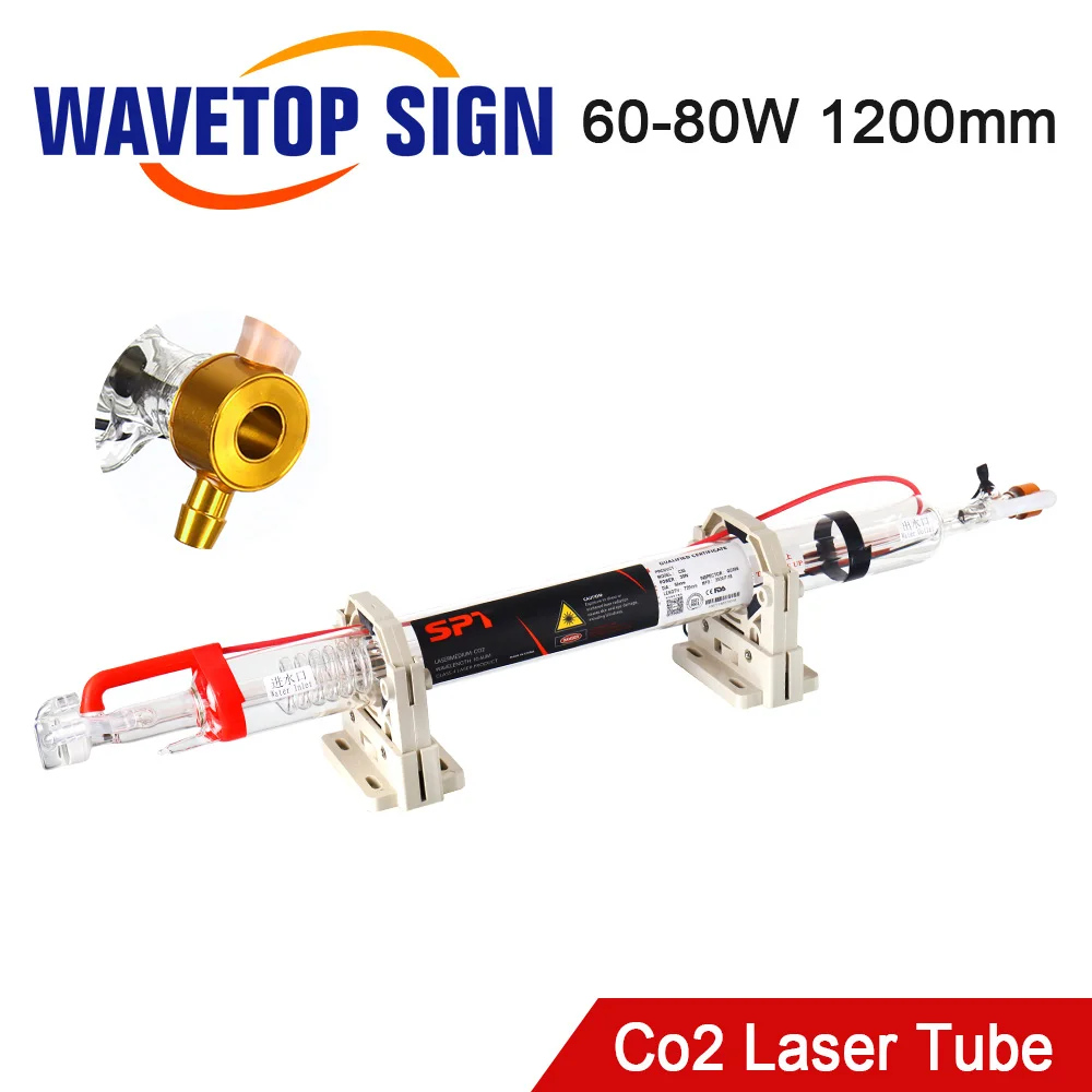 

WaveTopSign 60W Co2 Laser Tube Length 1200mm Dia. 50mm Upgraded Metal Head Glass Pipe for CO2 Laser Engraving Cutting Machine