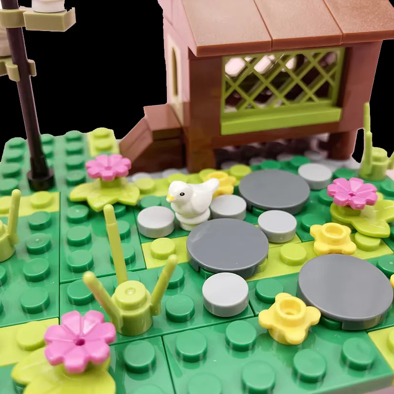 لعبة مكعبات بناء تجميع الأطفال DIY سلسلة مزرعة الحيوانات بيت الطيور سقيفة الدجاج ملحقات البناء هدايا العيد