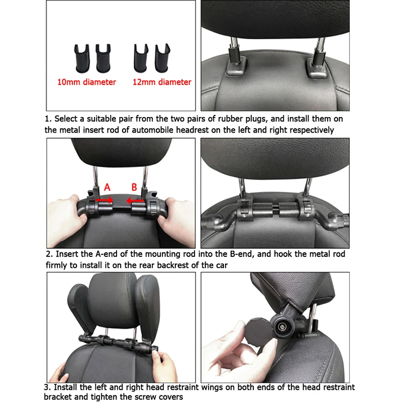 Almohada para reposacabezas de cuello de coche, cojín de espuma viscoelástica para asiento de coche, soporte telescópico para cabeza lateral para