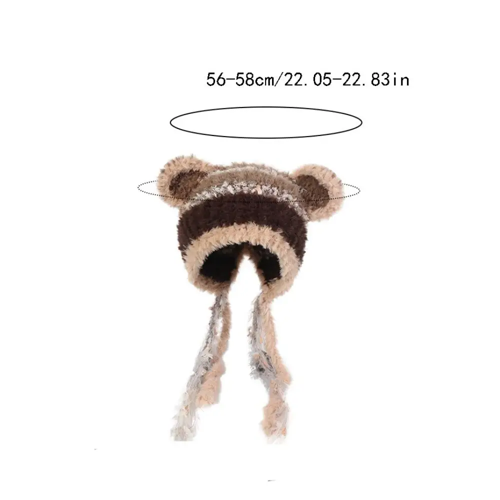 Autumn Korean Cute Bear Ear Hat Plush Warm Faux Fur Bucket Hat Casual Outdoor Women Fluffy Hat All-match