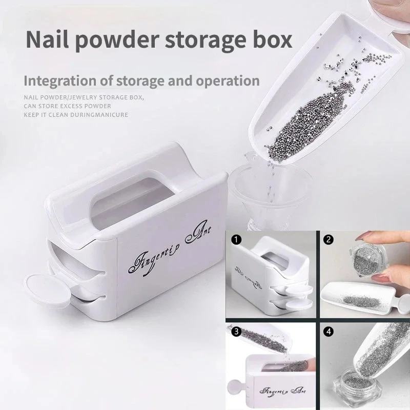 Nail Glitter Powder Recycling Storage Box Double Layer Glitter Box French Recycling Powder Box Dipping Powder Collection Box