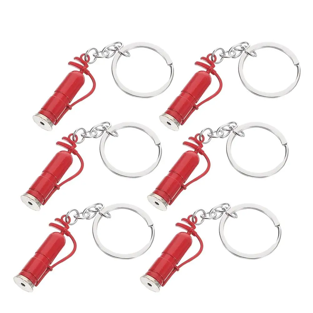 

6 Pcs Fire Extinguisher Firefighter Keychain Keychain Zinc Alloy Decorative Keyring Car Keys Schoolbag Firefighter Gifts