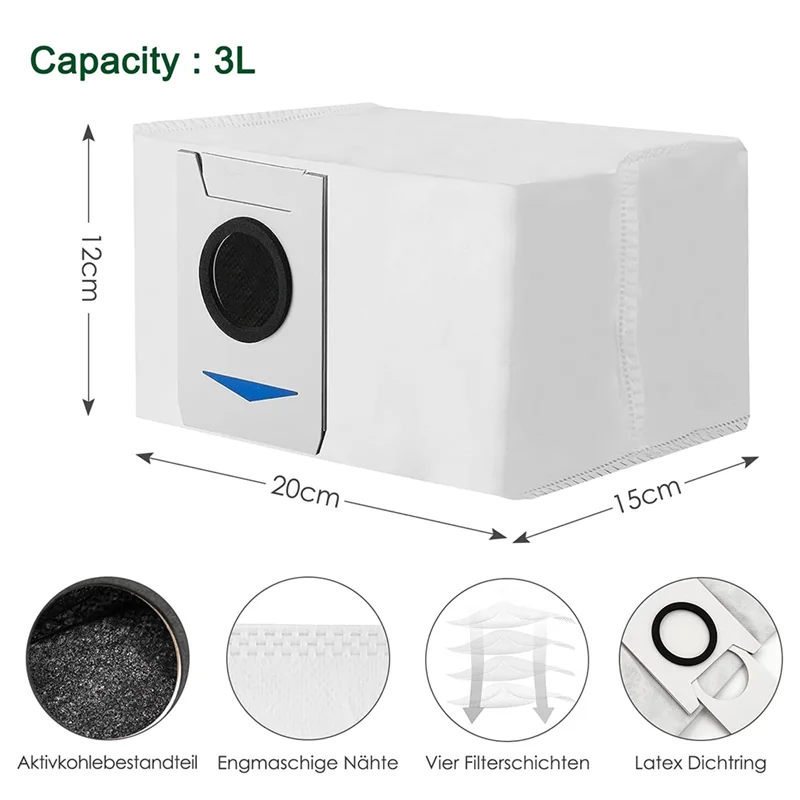 에코백스 디보 T20 옴니 T20e 옴니 터보 시리즈 로봇 진공청소기용 A24P 메인 브러쉬 플라스틱 메인 브러쉬, 걸레 패드, 먼지 봉투 액세서리