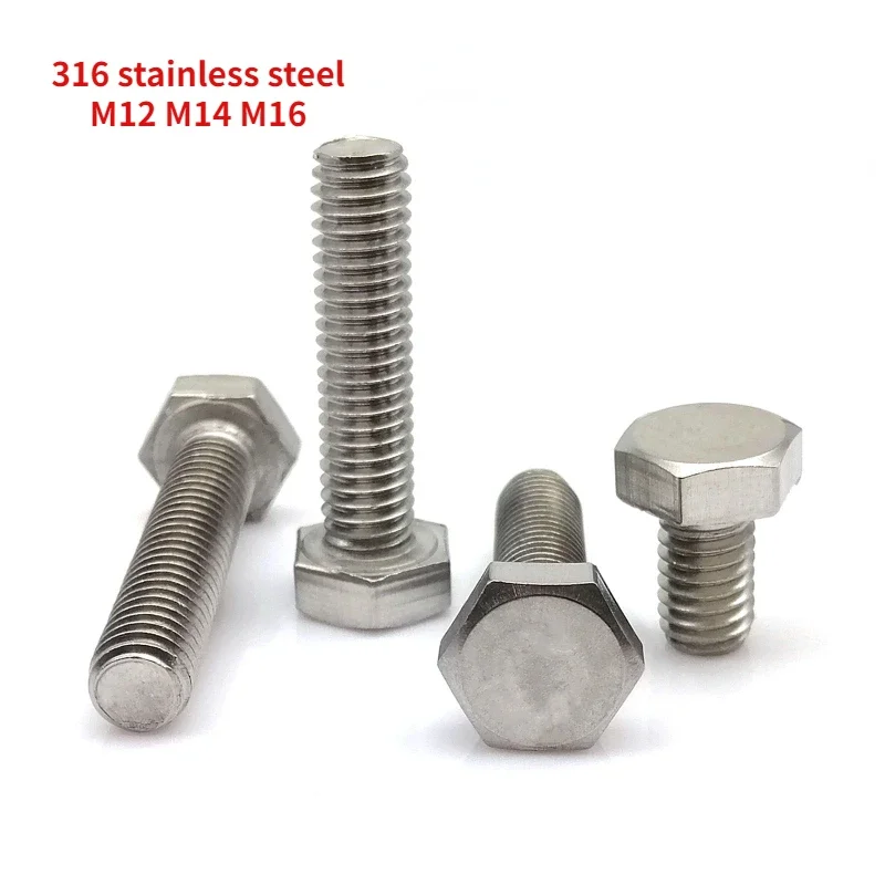 

3/5pcs High Quality M12 M14 M16 DIN933 316 A4-80 Stainless Steel Outer External Hex Hexagon Head Cap Bolt Screw