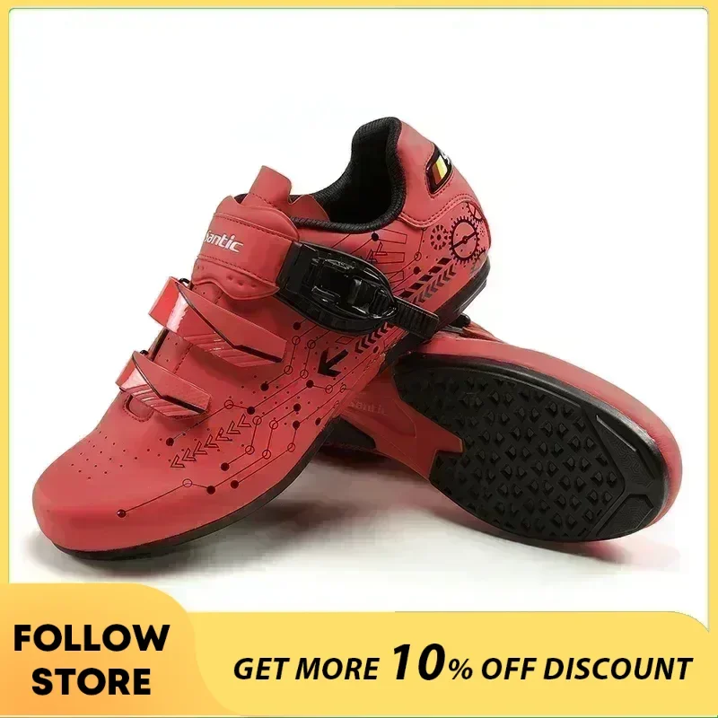 

Santic Cycling Shoes Outdoor Riding Sport Road Hard Shoes Locking Nylon Sole Non-slip Wear-resistant Breathable Male Asian Size