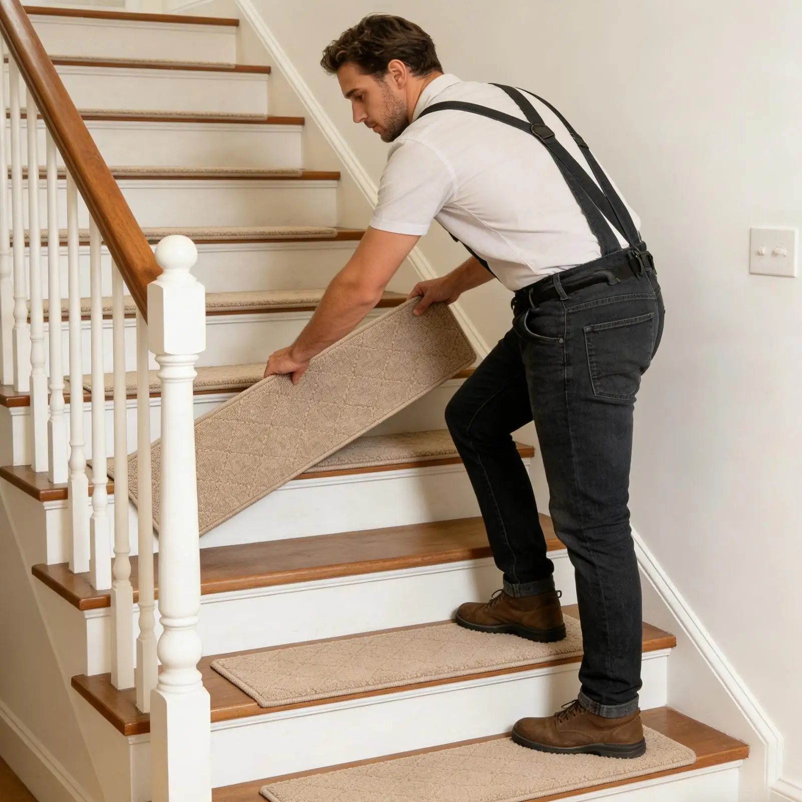 Carpet Stair Treads 7 Pieces Adhesive Treads Covers Anti-Slip Stair Mats For Home Kitchen Bathroom Basement Commercial Industry