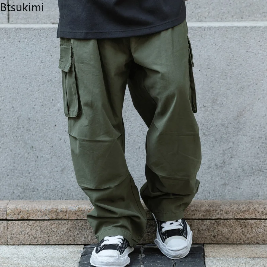 Men's Classic Design Multi Flap Pockets Cargo Pants Loose Fit Drawstring Cargo Pants for Skateboarding Street Outdoor Camping