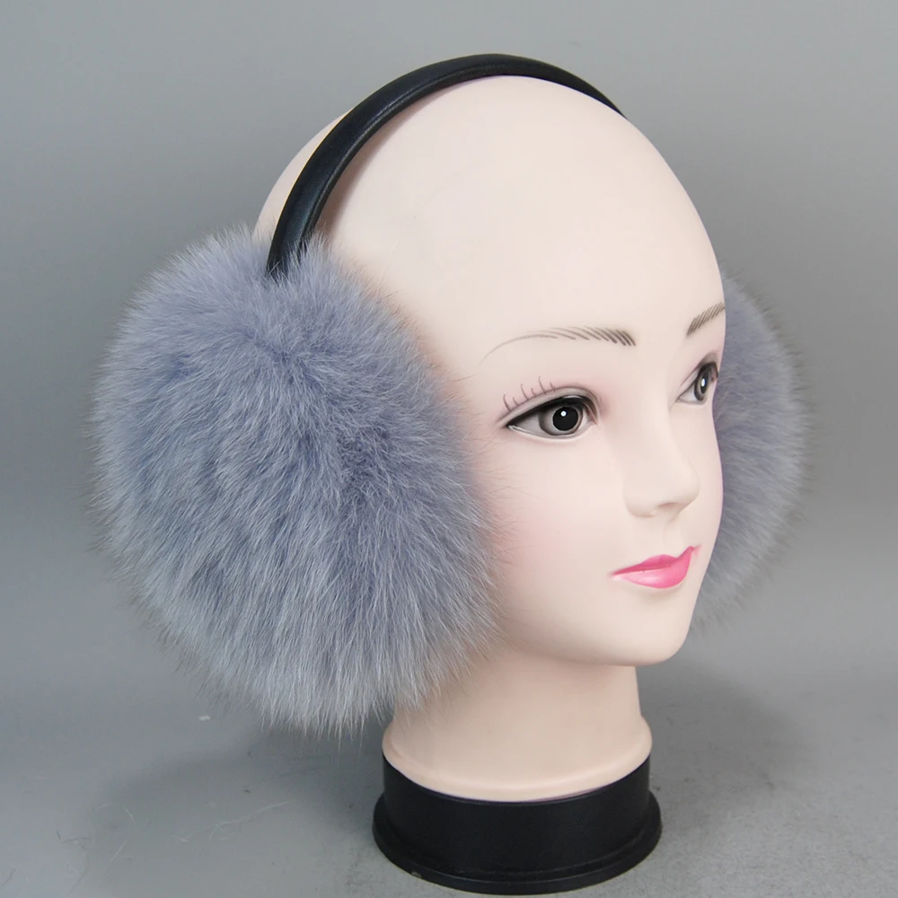 2024 New Russian Women Winter Warm Fluffy Genuine Fox Fur Earmuffs & Earflap Luxurious Handmade Lady Plush Real Fox Fur EarMuff