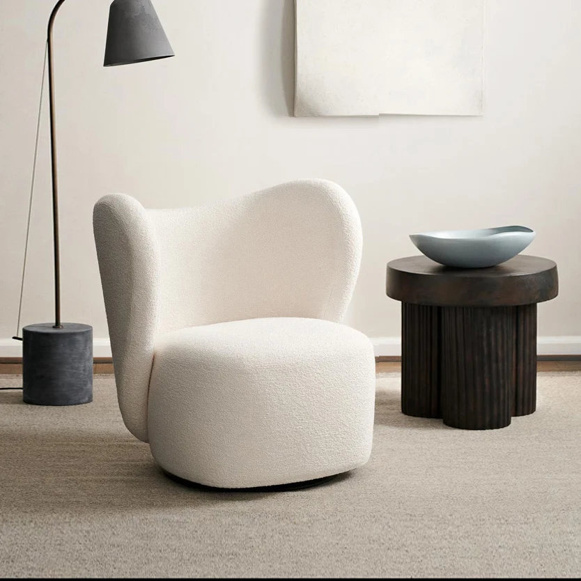 Villa Use Swivel Base Upholstered Accent Chair Contemporary Lounge Sofa Chairs For Hotel Lobby