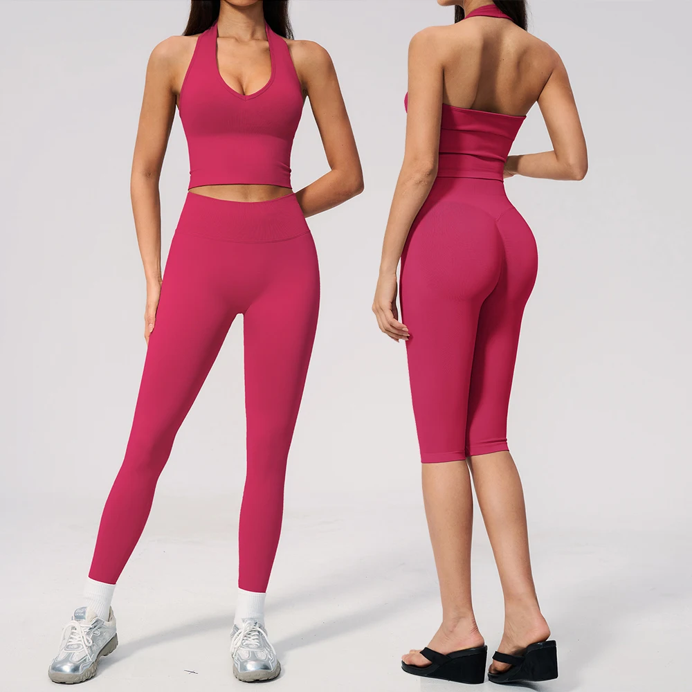 Seamless Yoga Suit 2PCS Women Athletic Wear Sports Bra High Waist Leggings Shorts Outfits Gym Set Fitness Suits Workout Clothes