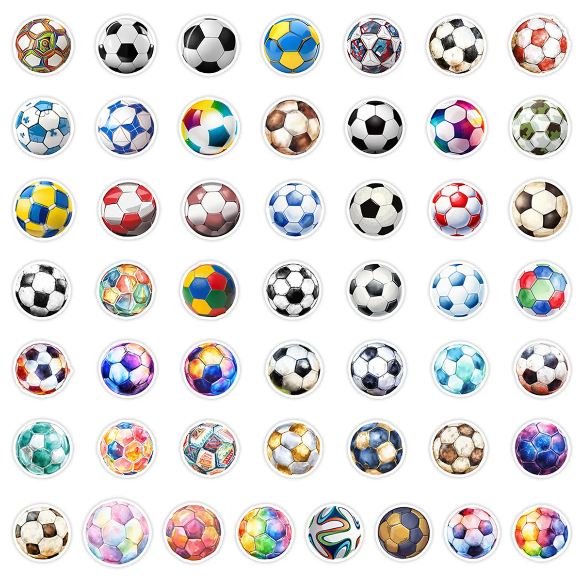 50PCS Color Football Cartoon Stickers Sports Graffiti Decoration DIY Toys Suitcase Fridge Laptop Guitar  Bike Skateboard Decals