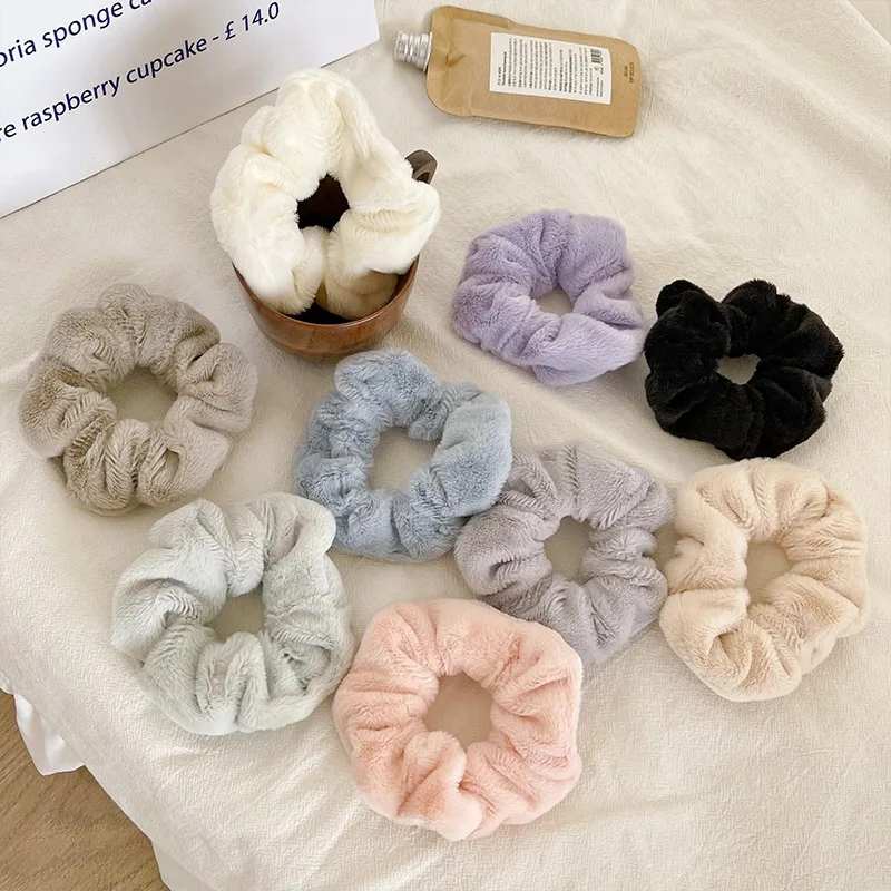 Cute Plush Hair Band Korean Thickened Wool Hair Rope Coiled Hairball Headwear for Woman Girls Autumn Winter Hair Accessories