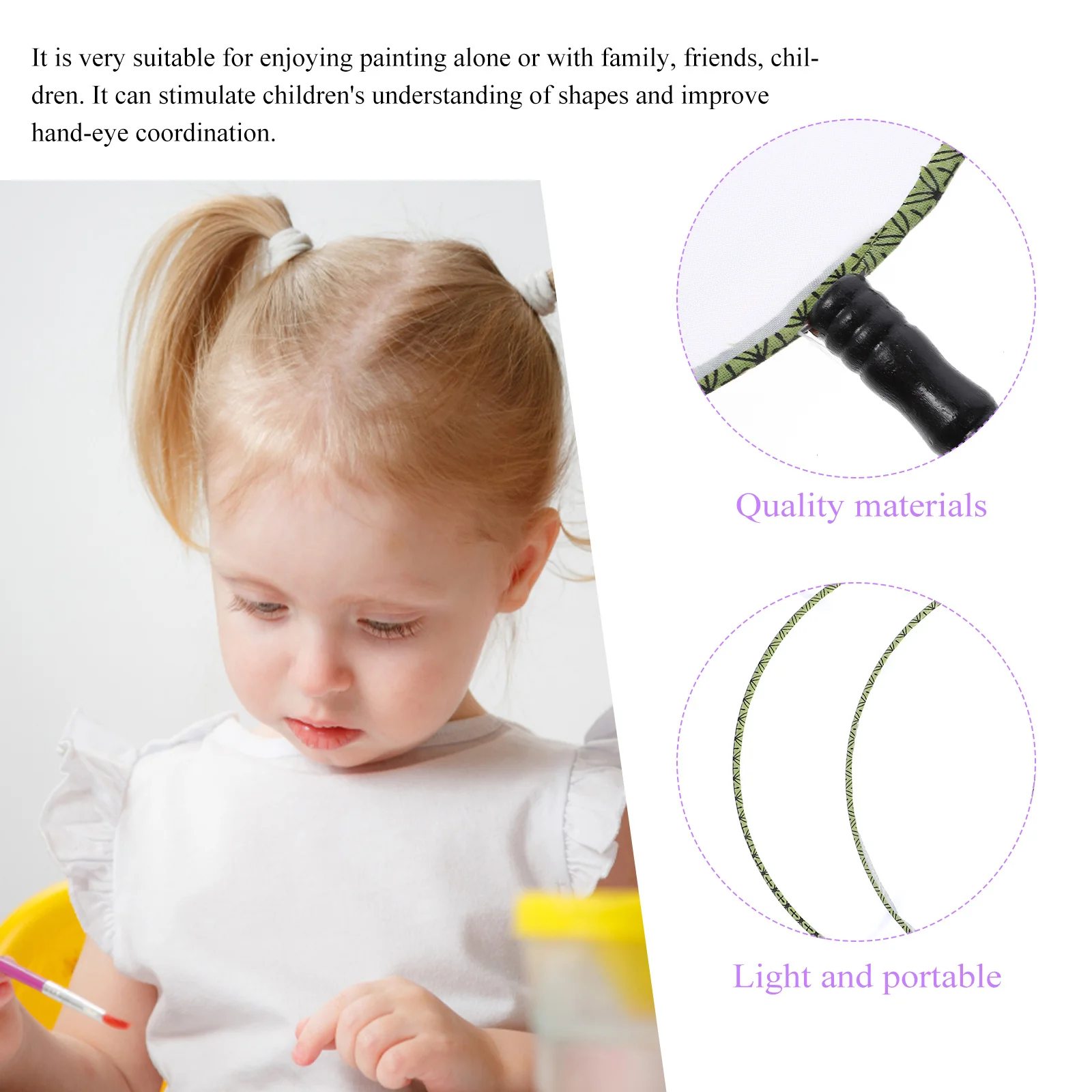 

Набор из 5 детских вееров для рисования, 24 см, моющийся, с чистым холстом из тканого шелка, для рукоделия и развития зрительно-моторной координации, чистый веер