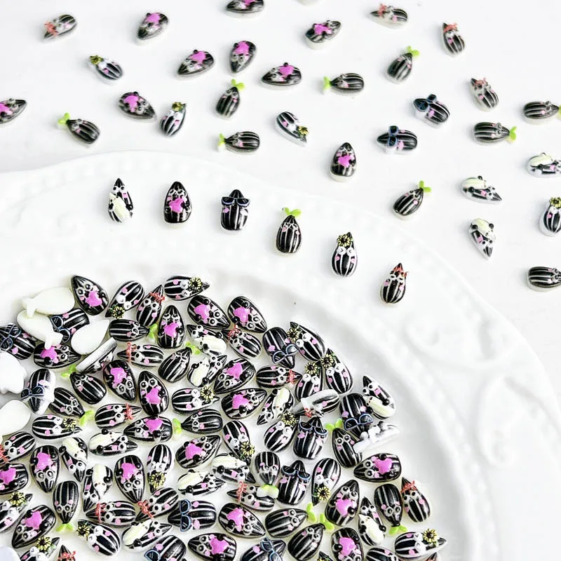 10pcs Mixed Shape Sunflower Seeds Nail Charms 3D Cute Cartoon Sunflower Seed Nails Rhinestone Decor Resin Nails Art Accessories