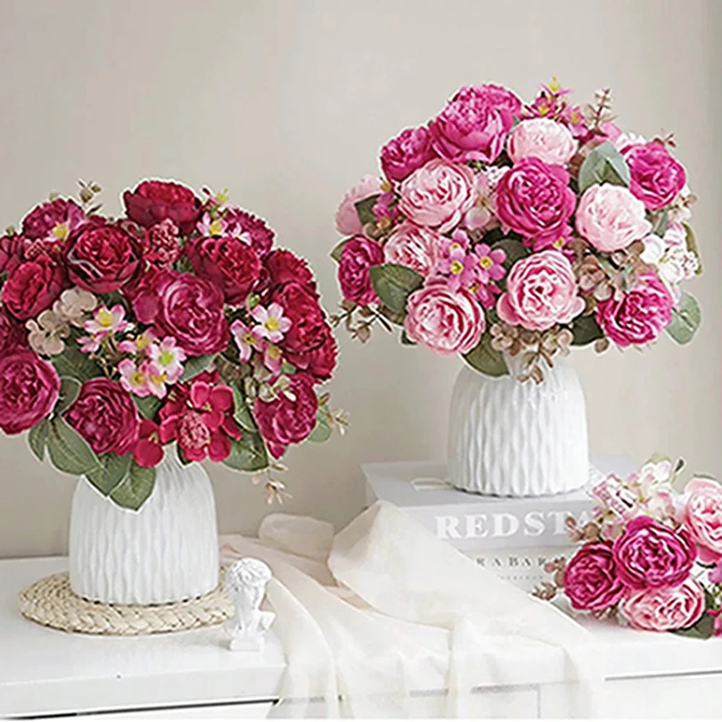 

Artificial Flowers Silk Peony Home Room Wedding Bridal Bouquet Decora Valentine Brooch Outdoor Yard DIY Gifts Box Festival Props