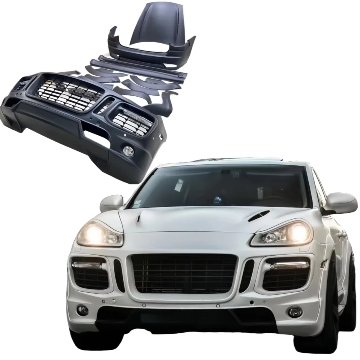Für Cayenne 955 957 05-10 Upgrade MS Wide Style Karosserie-Kit Vordere/Hintere Stoßstange Kotflügel Vordere und Hintere Spoiler Seitenschweller