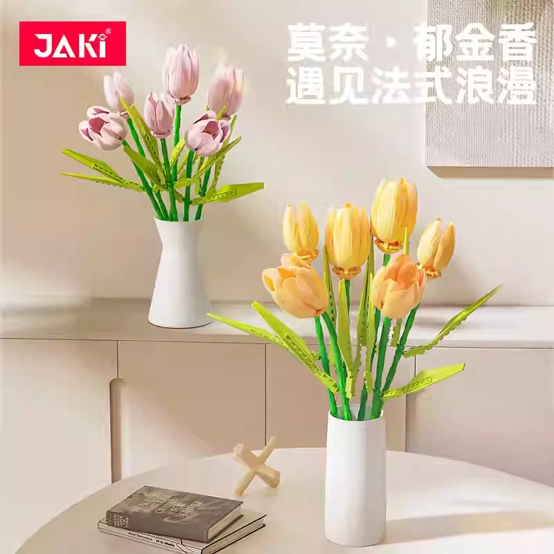 Preserved Flowers Romantic Tulip Diy Bouquet Home Decoration Building Block Toys Valentine'S Day Gift For Girlfriend