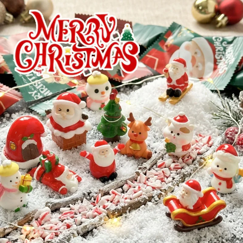 1-50PCS Mini Xmas Figurines Santa Snowman Assorted Christmas Tree Ornaments for Home Festival Desktop Decor Supplies