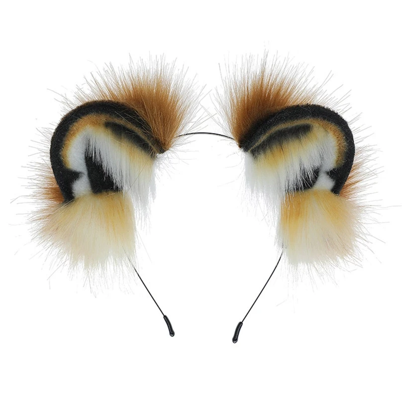 

Мультяшная повязка на голову для кошачьих тигровых ушей, обруч для волос, плюшевый головной убор для вечеринки, повязка для волос, вечерние костюмы для косплея, реквизит унисекс