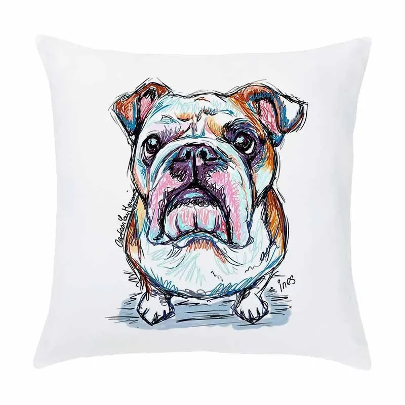 Sofá macio quadrado customizável e cama travesseiro capa, cão pintado, cachorrinho decorativo dos desenhos animados, casa