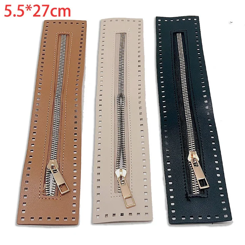 1pcs 27cm long Leather Zipper For Crochet Bag Hardware Soild Zipper Sewing Accessory Useful Handbag Leather Zipper