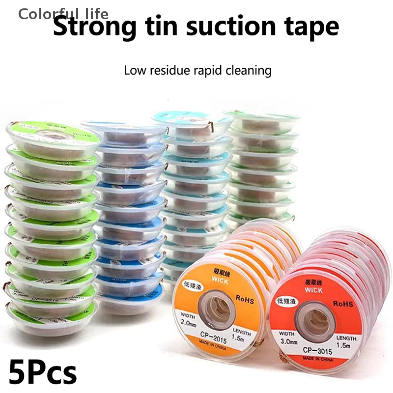 

5 PCS Desoldering Wire Braid Soldering Mesh Welding Parts Low Residue No-Clean Solder Tin Remover Tool