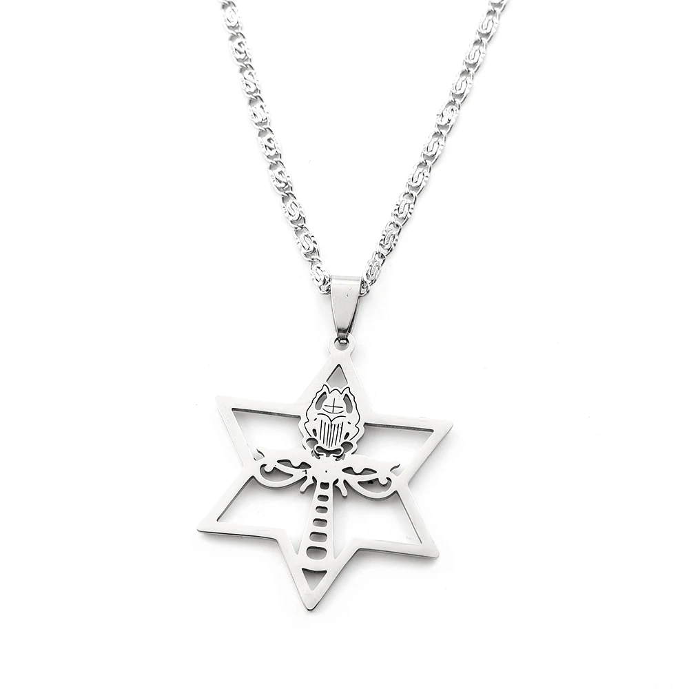 Scarab Eye of Ra Horus Ankh Necklaces for Women Men Stainless Steel Silver Color Star of David Hexagram Necklace Jewelry collare