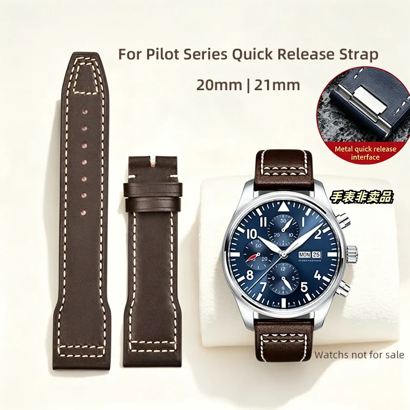 Quick Release Genuine Leather Watch Strap for IWC Pilot Mark XX, XVIII Little Prince 20mm 21mm Cowhide Watch Band Accessories