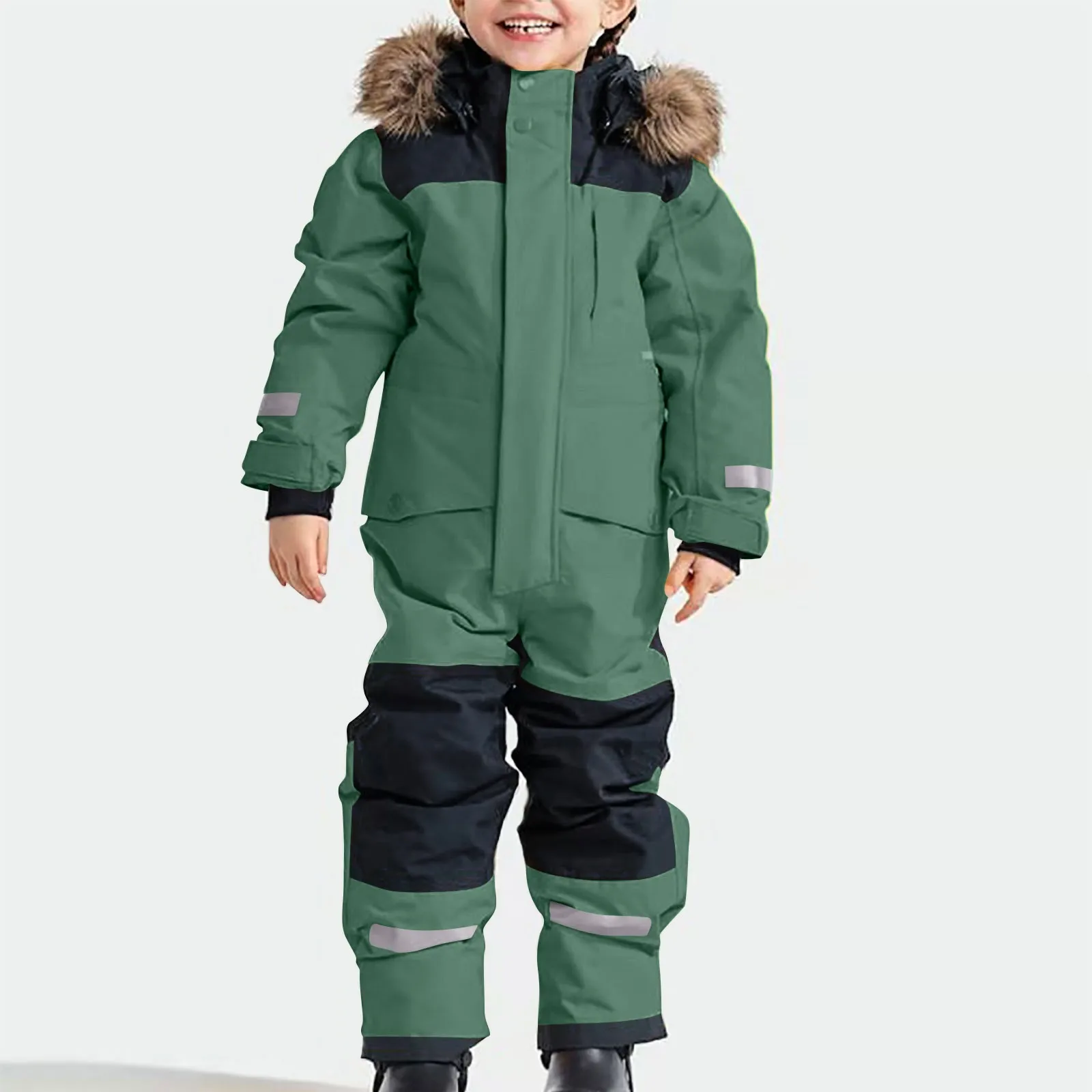 

Children Snowsuits Ski Jumpsuit Ski Suit Boys Girls Winter Warm Outdoor Fleece Overalls Windproof Kids Skiing Snowboarding Suit