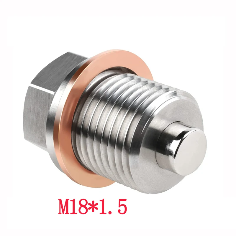 M14 x 1.5 M12 M16 M18 M20 M24 Magnetic stainless steel Oil Drain Plug Sump Drain Nut Bolt with 1 Copper Gasket