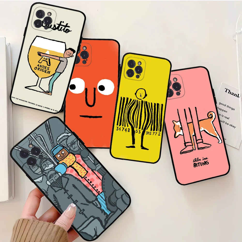 Art Design Jean Jullien Phone Case Silicone Soft for iphone 15 14 13 12 11 Pro Mini XS MAX 8 7 6 Plus X XS XR Cover