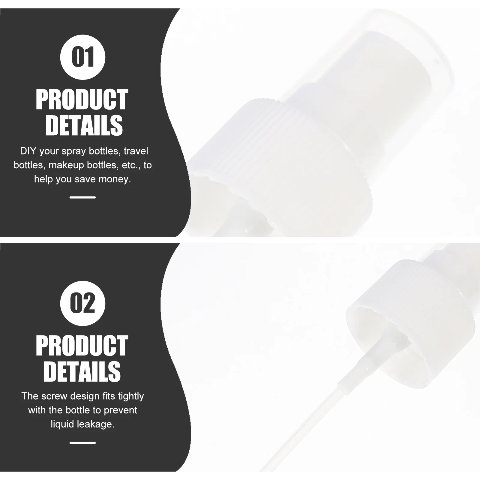 

40Pcs Spray Bottle Tops Replacement Fine Mist Pump Transparent Cover Leak-Proof Sprayer for Plastic Bottles Spray Bottle Nozzle