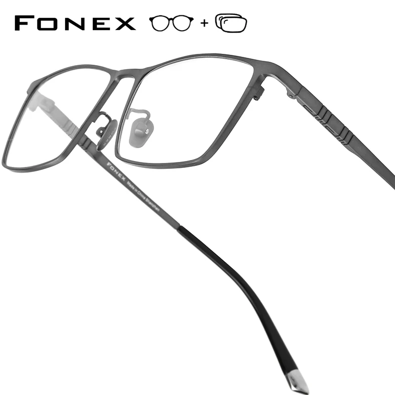 FONEX Progressive Eyeglasses Blue Light Photochromic Titanium Square 3