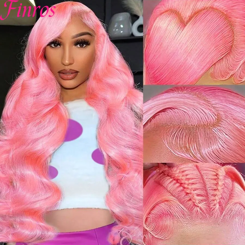 

Розовый парик с волнистыми прядями 13x6 для женщин, длинный волнистый парик с мягким кружевом и естественной линией роста волос, из натуральных человеческих волос, для вечеринок и косплея