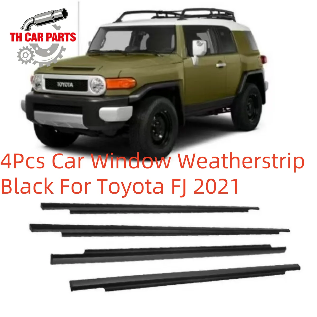 

4Pcs Car Window Weatherstrip Black For Toyota FJ 2021 Car Weatherstrip Window Moulding Trim