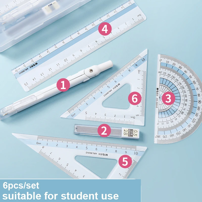 M&G Mathematical Rulers Set Multi-function Professional Compass Ruler Drawing Tools School Supplies Students Stationery