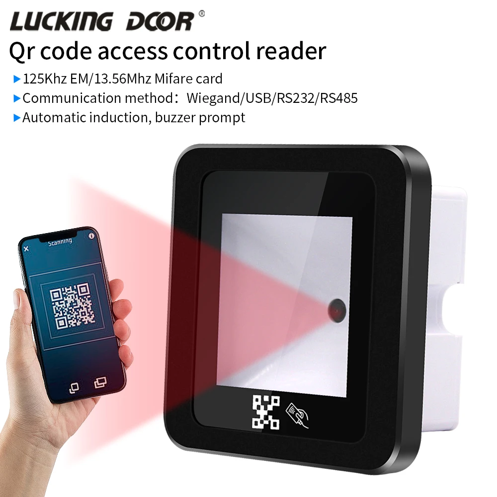 Dynamic Qr Code Scanner Access Control Reader Rfid Card Reader Mobile Phone Card Barcode Scanner Easy Install RS232 RS485 WG USB