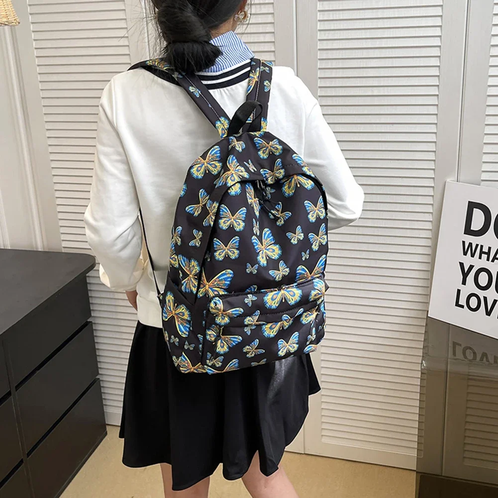 Nylon Student Schoolbag Women Backpack for Grils Teens Book Bag School Backpack Butterfly Waterproof Women Laptop Backpack 2023