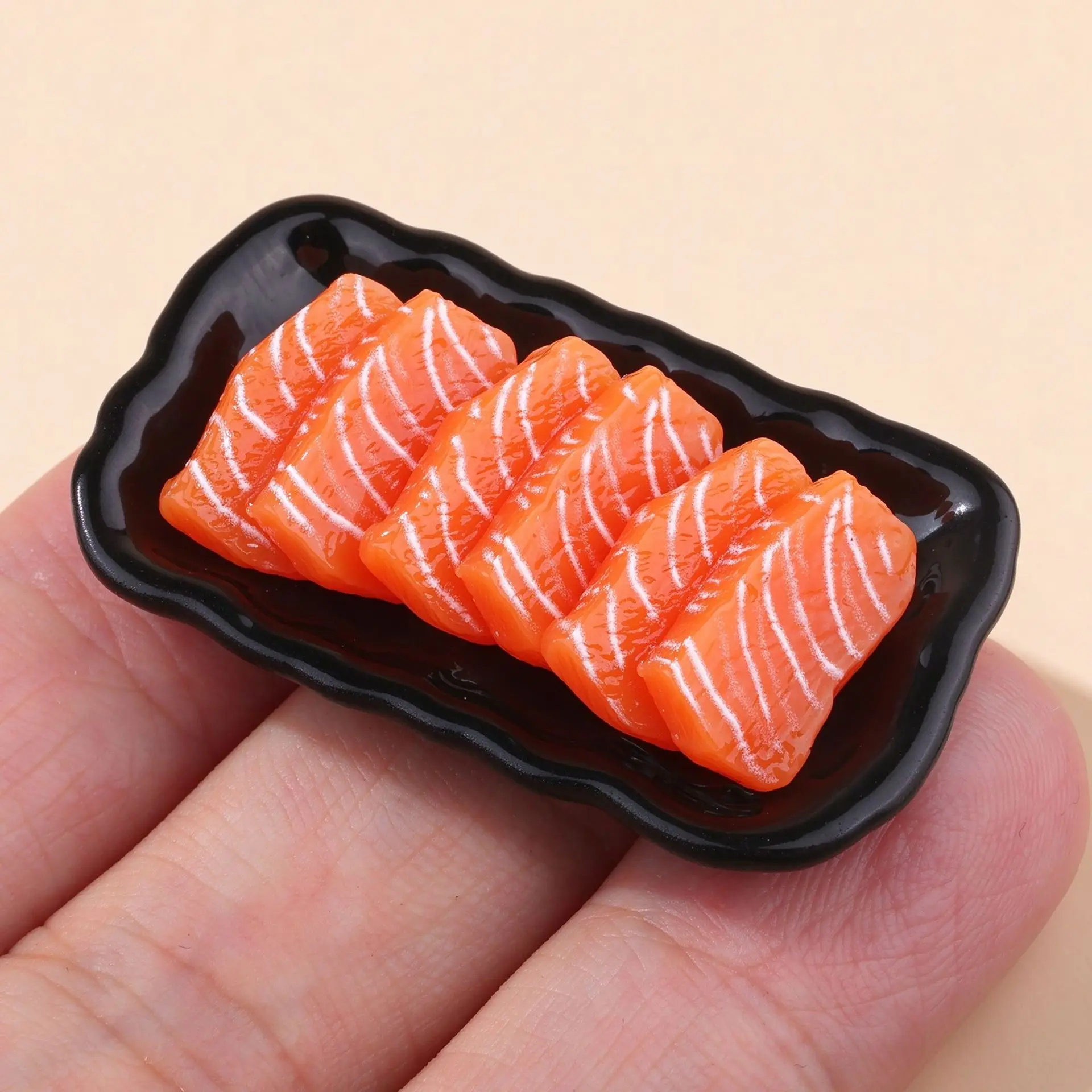 10pcs Mini Salmon Sushi Realistic Miniature Sea Food Sushi Model Dollhouse Accessories DIY Craft Scene Props Desktop Decorations