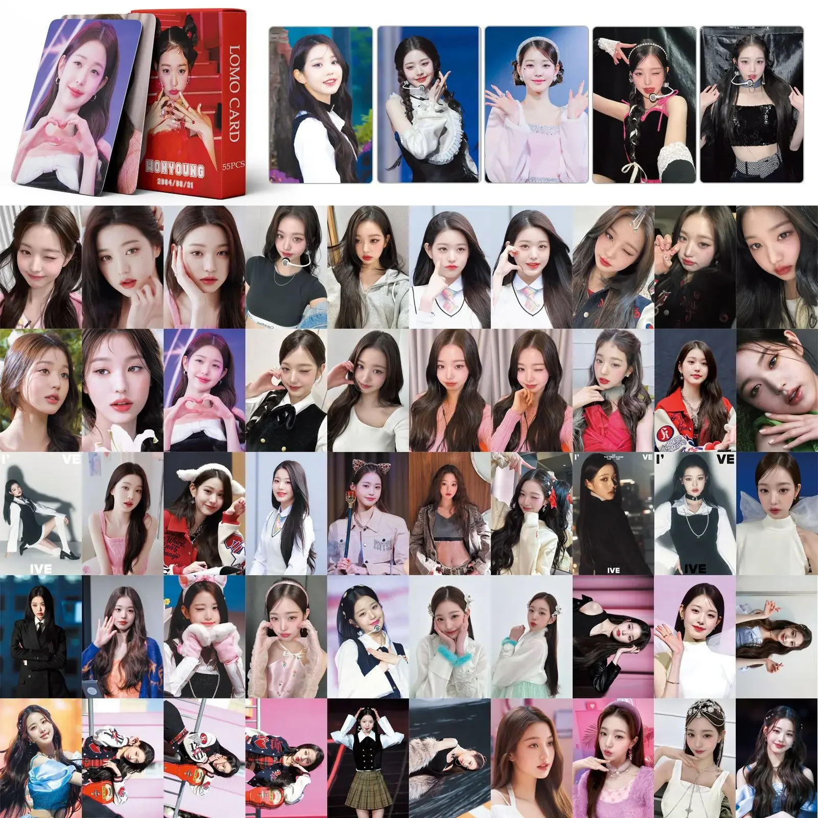 55pcs/set Kpop Jang Won Young Lomo Cards Single Solo High Quality IVE WonYoung Photocards