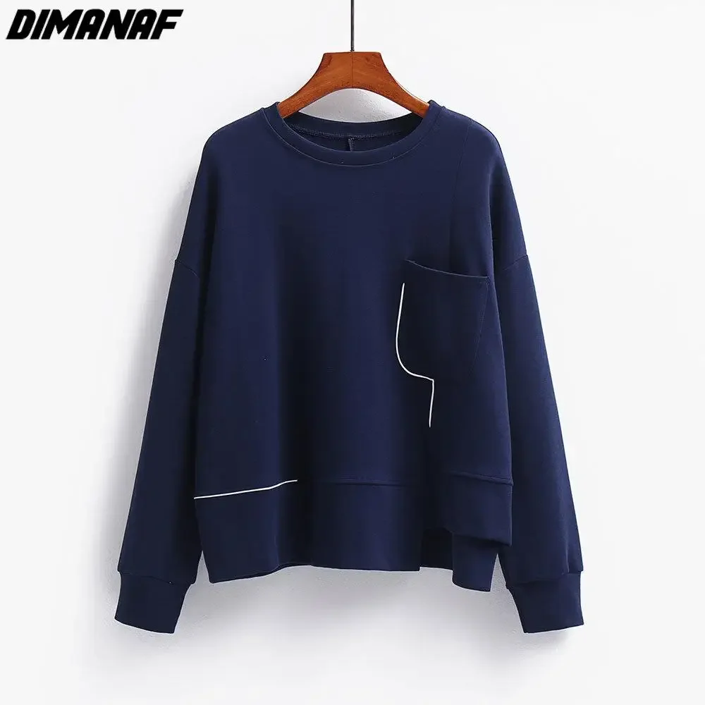 Dimanaf neue plus size Frauen solide Hoodies & Sweatshirts lose lässig O-Ausschnitt Herbst Basic Tops T-Shirt neue Pullover grau