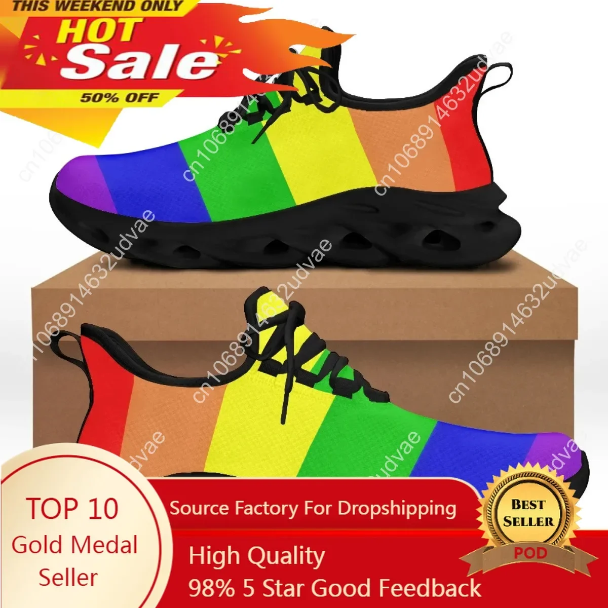 

Men Shoes Sneakers Colorful Rainbow Gay Pride Breathable Leisure Male Lace Up Flats Non-slip Footwear Zapatos Hombre