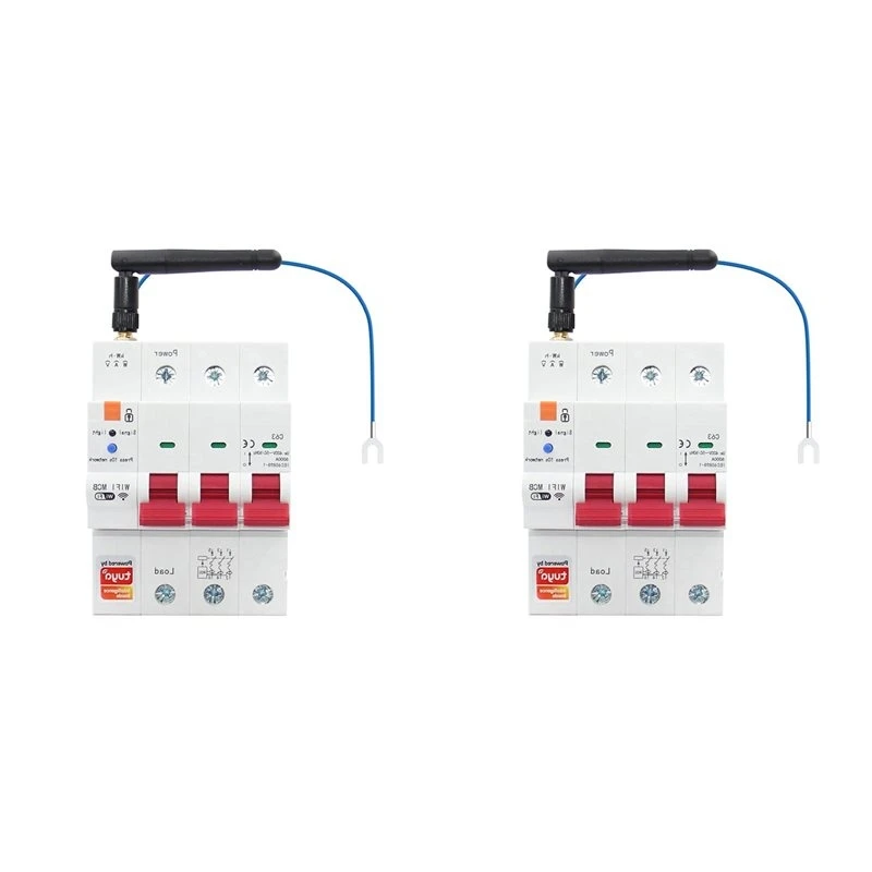T24C 2X Tuya Smart Wifi RS485 3P+N MCB Breaker Prepaid Meter Timer Switch Voltage Current Protector Voice Control 63A