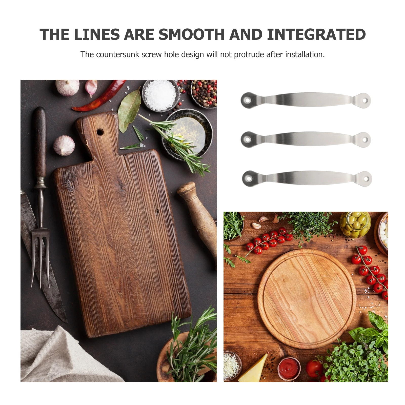 

3pcs Stainless Steel Cutting Board Handles Chopping Board Accessories Home Kitchen Drawer Cabinet Pulls Countersunk Screw