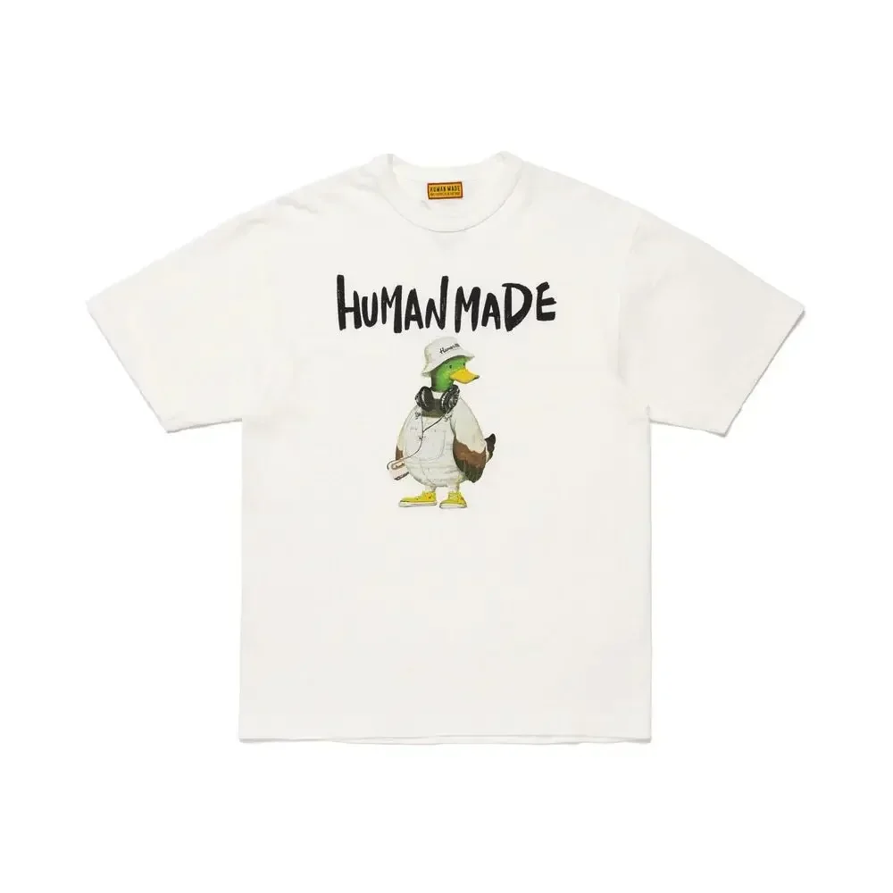 Human Made Style Comic Duck Slub Cotton T-Shirt, Casual Tee for Unisex