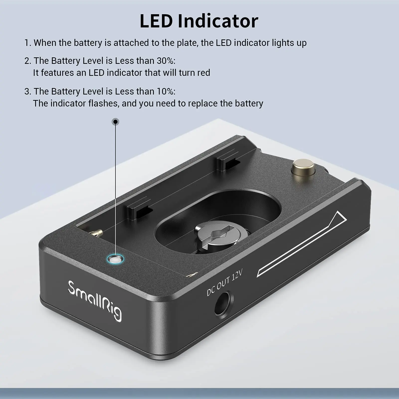 SmallRig DSLR Camera Clamp NP-F Battery Adapter Plate for Sony NP-F Type Batteries 12V/7.4V Output Port LED Low Battery Indicate